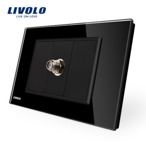 Priza TV satelit Livolo cu rama din sticla standard italian VL-C391ST-82