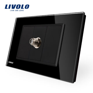 Priza TV satelit Livolo cu rama din sticla standard italian VL-C391ST-82
